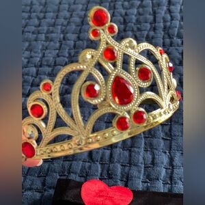 Halloween accessories - Queen of Hearts - Collar + Gold Tiara with Red Gems